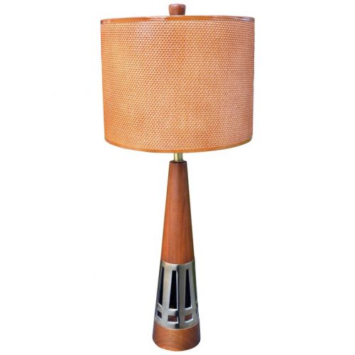 Tony Paul for Westwood Industries Walnut and Brass Lamp with Shade