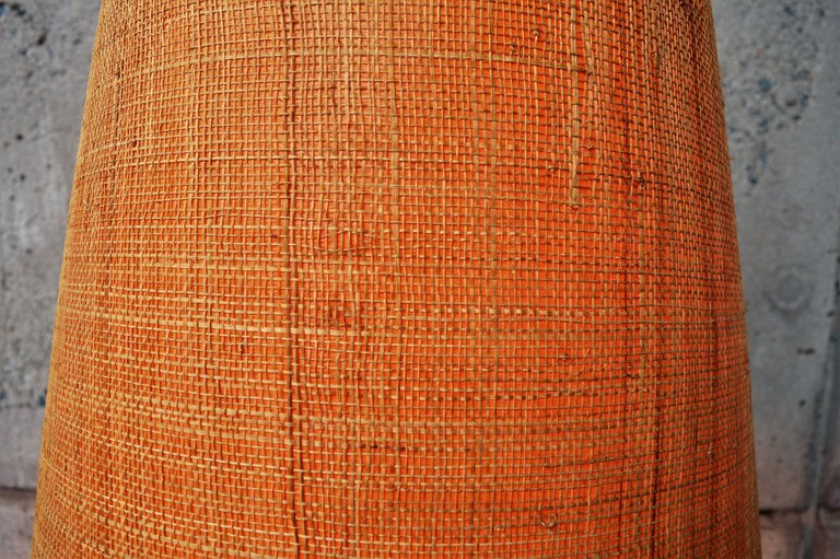 Danish Teak Sculptural Floor Lamp Grasscloth Shade Jute Wrapping - Image 6