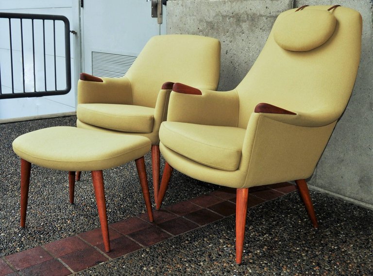 Pair of Ingmar Relling for Westnofa Teak Lounge Chairs, Mama/Papa in Camel Wool - Image 3