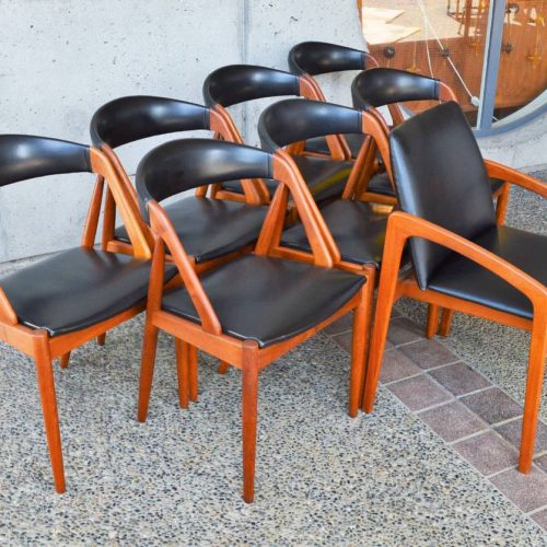 Striking set of 6 Danish TEAK DINING CHAIRS by Kai Kristiansen BLACK