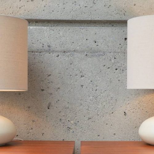 Gorgeous Pair Danish Modern CREAM LOTTE LAMPS new linen barrel shades