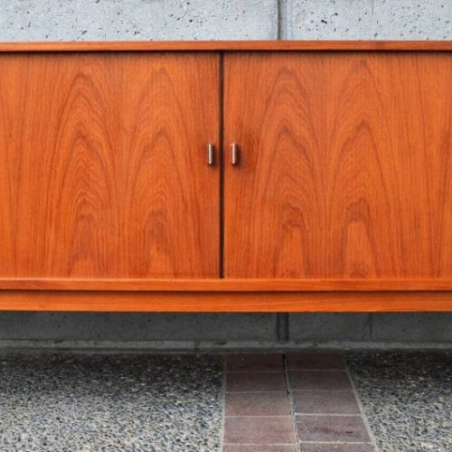 Quality Danish Modern TEAK tambour CREDENZA by Peter Lovig