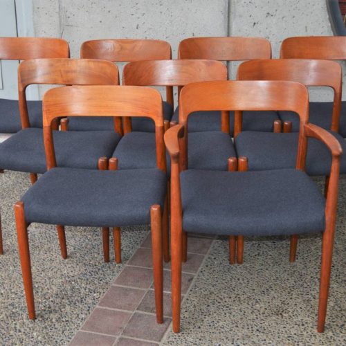 Stunning set of 4 Danish Mod NO Moller TEAK DINING CHAIRS in charcoal