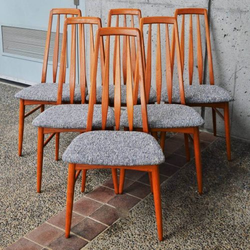 Hot Set 6 Danish Koefoeds Hornslet restored Eva DINING CHAIRS-GRAY