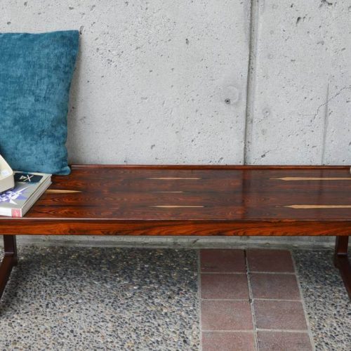 Gorgeous rare Danish Mod ROSEWOOD Bruksbo sturdy BENCH killer grain