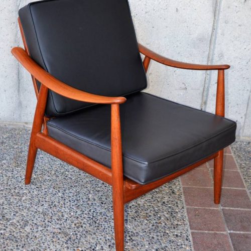 Danish Modern TEAK LOUNGE CHAIR new strapping, foam & vinyl