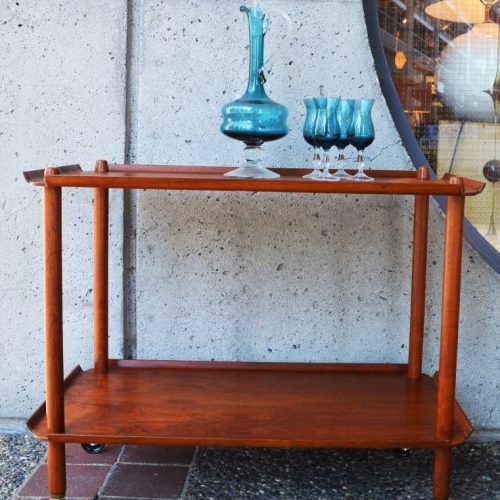 Danish TEAK BAR CART w/ flared edges by Poul Hundevad