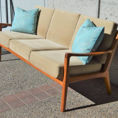 Hot sculptural Danish Modern TEAK frame SOFA by Ole Wanscher for F&Son