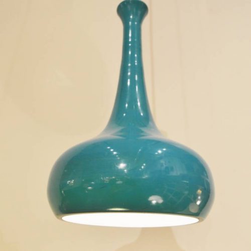 Striking MCM spun aluminium TURQUOISE TRUMPET swag PENDANT