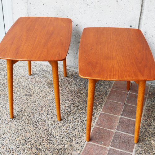 Pair teak & oak floating side tables by Arne Vodder
