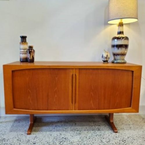 Hot Teak Atomic Tambour Credenza / Buffet Pedestal Base - Denmark