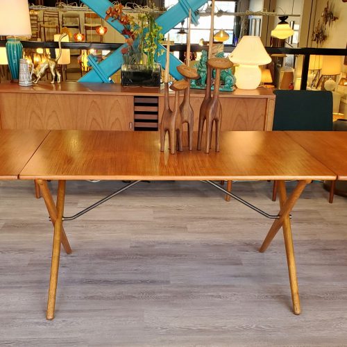 Hans Wegner Teak & Oak Draw Leaf X Base AT303 Dining Table