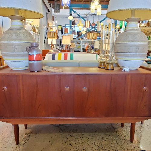 Hot Mid-Size Flared Ends Teak Credenza w/ Rich Patina