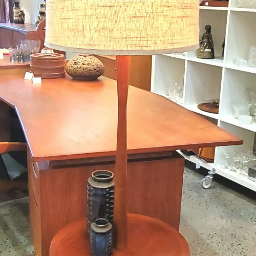 Fab Danish Teak Tripod Floor Lamp w/ Built-in Table