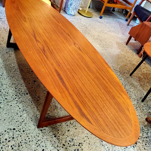 Killer Narrow Oval Danish Mod Teak Coffee Table by KT