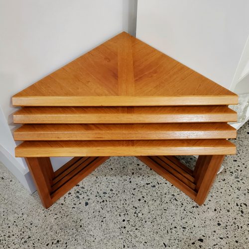 Versatile Teak Set of 4 Corner Nesting Tables/Coffee Table