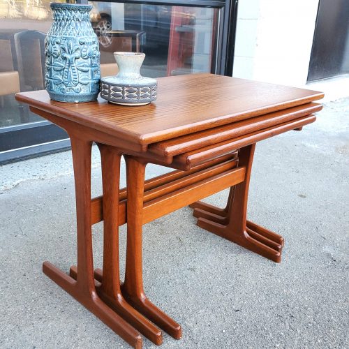 Fab Set 3 Teak T Base Nesting Tables by Niels Bach
