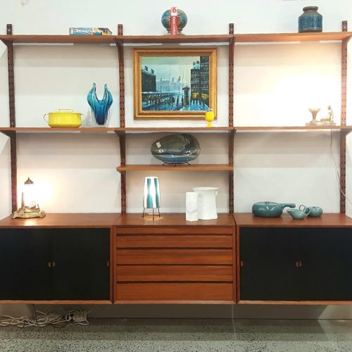 Danish Teak 3 Bay Royal Cado System Modular Wall Unit