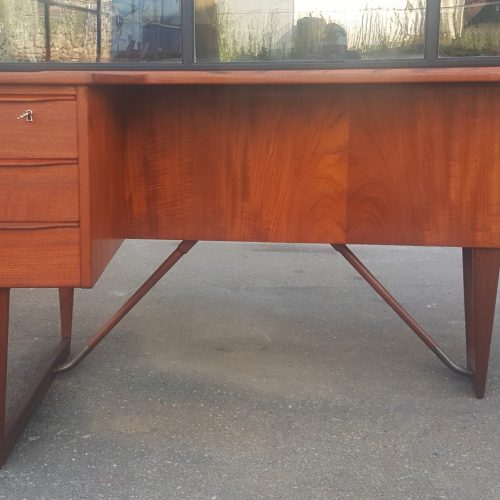 Peter Lovig Nielsen Teak Boomerang Desk Back Bar & Shelf