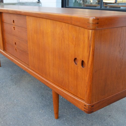 H.W. Klein for Bramin Exquisite Teak Credenza w/ Center Drawers & Finger Jointed Corners