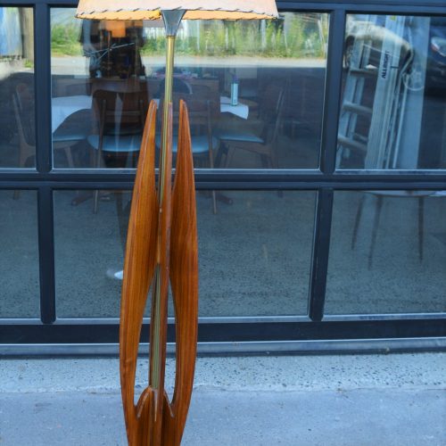 Killer Walnut Sculptural Floor Lamp 3 Tier Fiberglass Shade