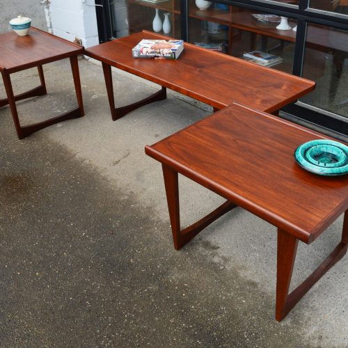 Lovig-Nielsen Style Teak 2 Tone Coffee & Pair of Side Tables