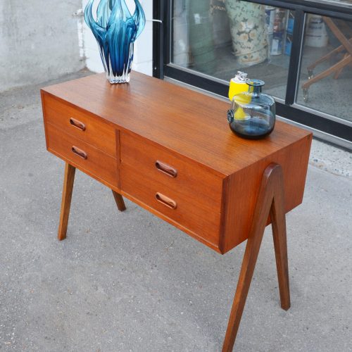 Atomic 4 Drawer Console Table w/ Splayed Legs