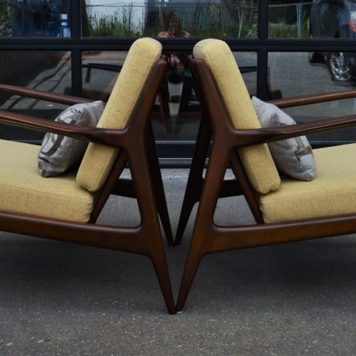 Pair Kofod Larsen Walnut Lounge Chairs for Selig