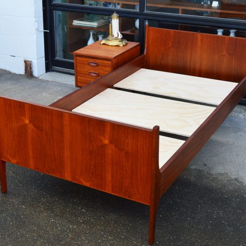 Sweet Danish Modern Teak Twin Bed w/ Slats & Rails