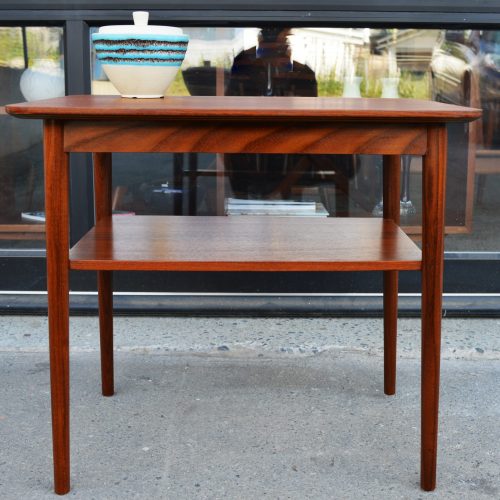 Compact Teak Side table w/Shelf by Anton Kilderberg