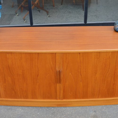 Classic Bow Front Teak Tambour Credenza by HP Hansen