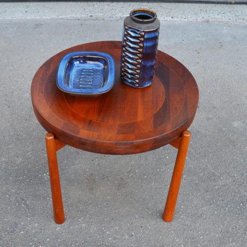 Rare Solid Teak Round Flip Top Side Table by Jens Quistgaard