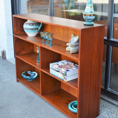 Rare Quality Teak Lower Bookcase w/ One Open & 2 Divided Shelves