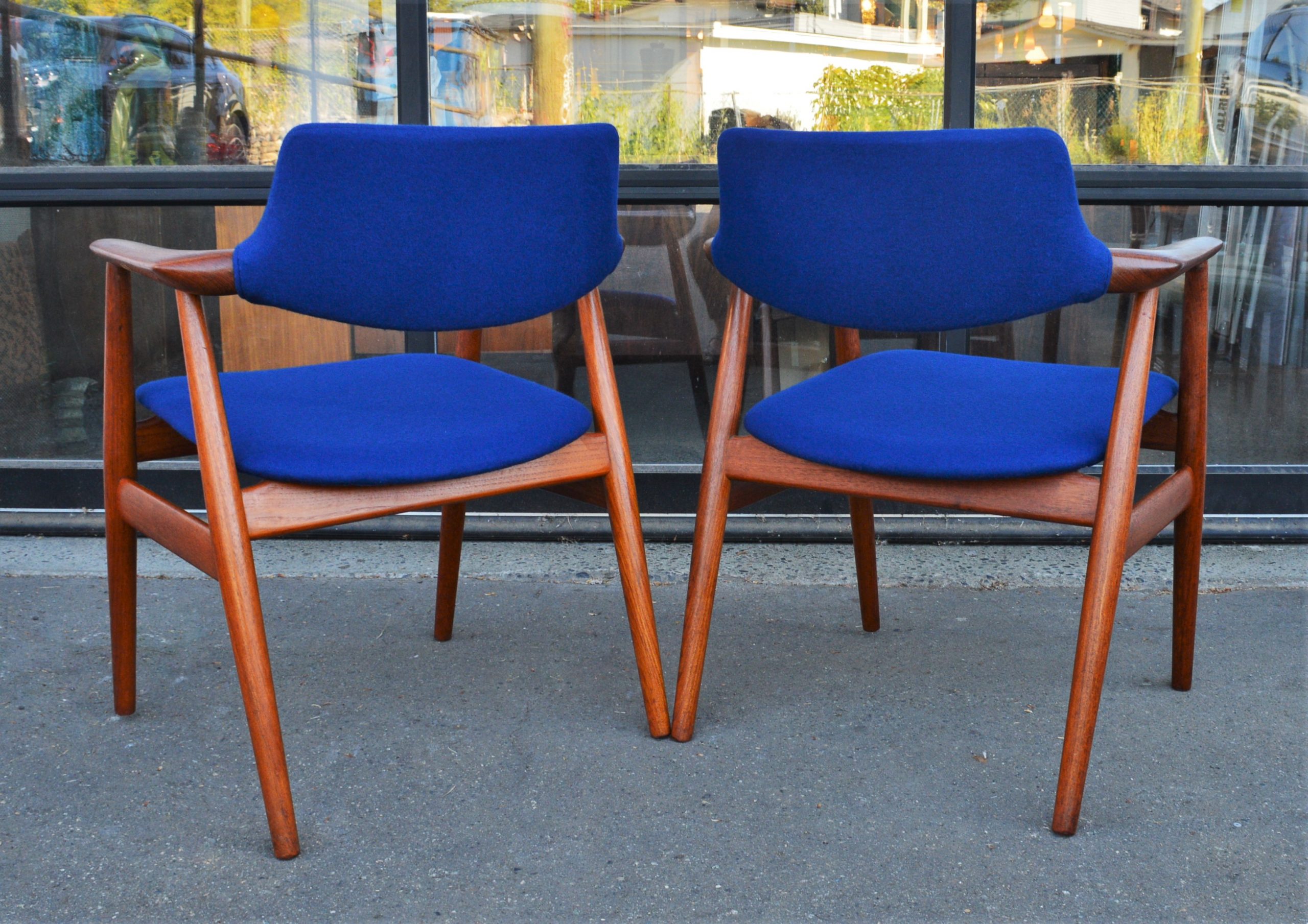 Stunning Pair of Glostrup Armchairs w/ New Cobalt Blue Melton Wool - Image 3