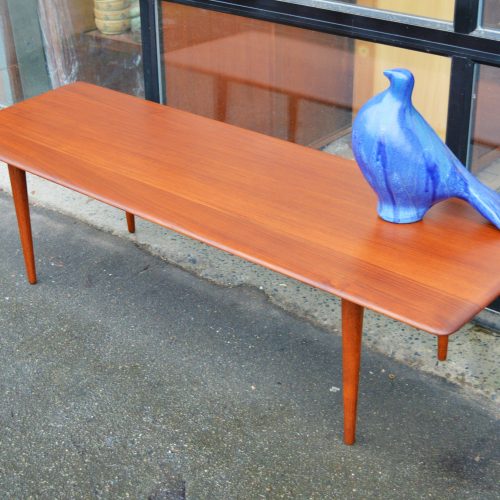 Sleek Solid Teak Knife Edge Coffee Table by Peter Hvidt