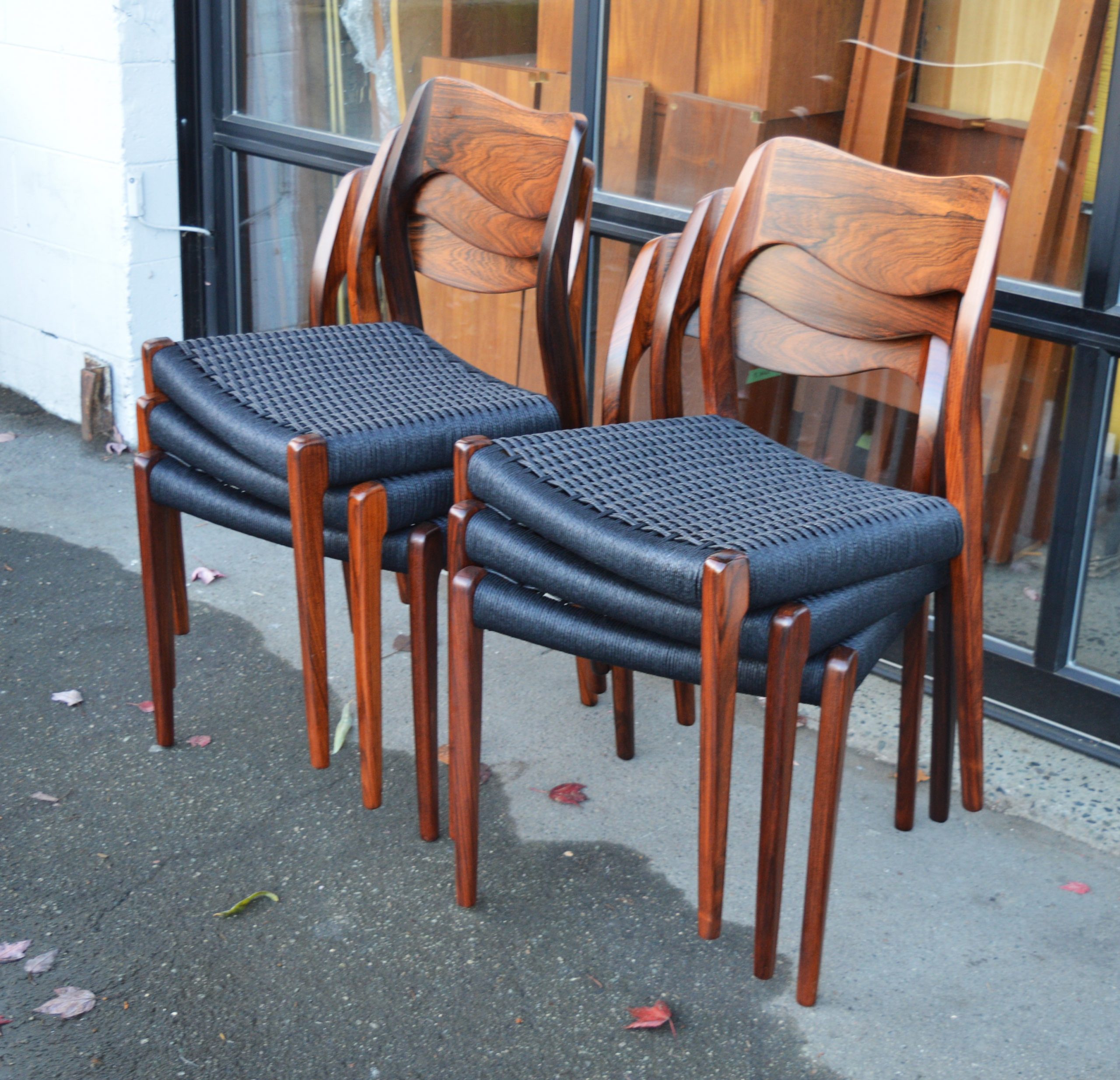 Incredible Set of 6 Rosewood NO Moller Model 71 Dining Chairs Newly Woven Seats - Image 2