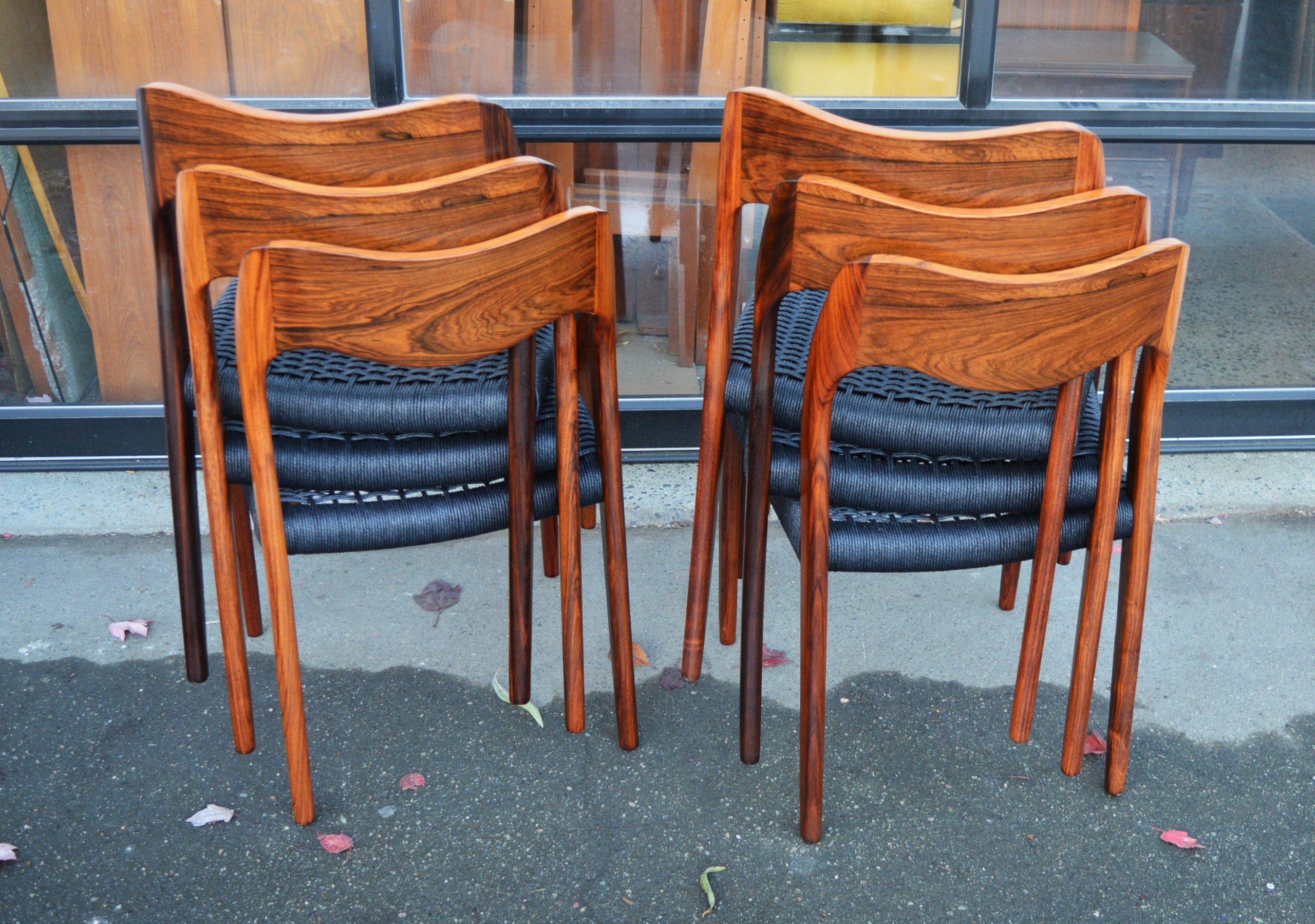 Incredible Set of 6 Rosewood NO Moller Model 71 Dining Chairs Newly Woven Seats - Image 4