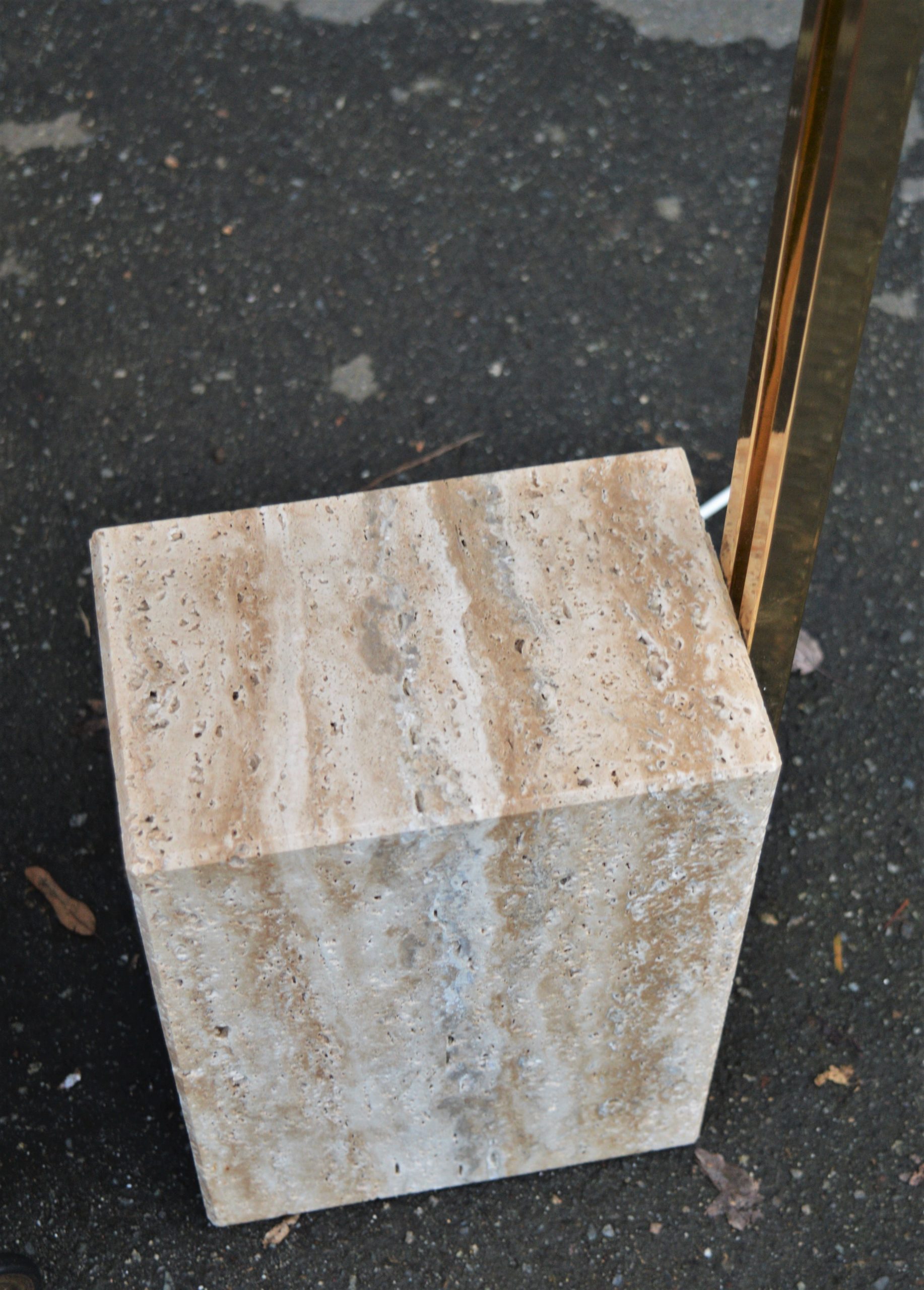 Stunning Brass & Marble Guzzini Style Extending Arc Lamp w/ Dome Shade - Image 4